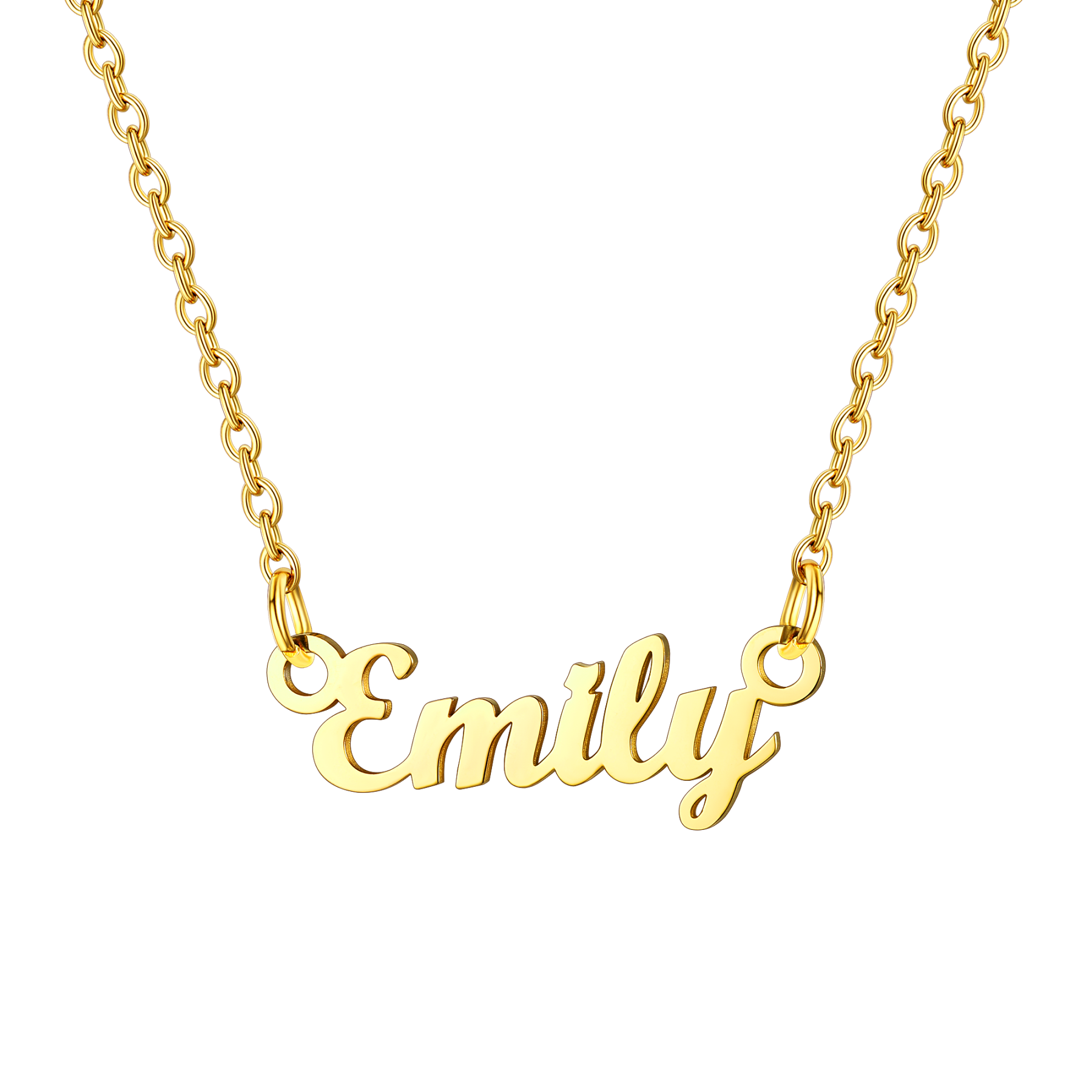 Collier Personnalisé avec Nom en Acier Inoxydable Emily Or