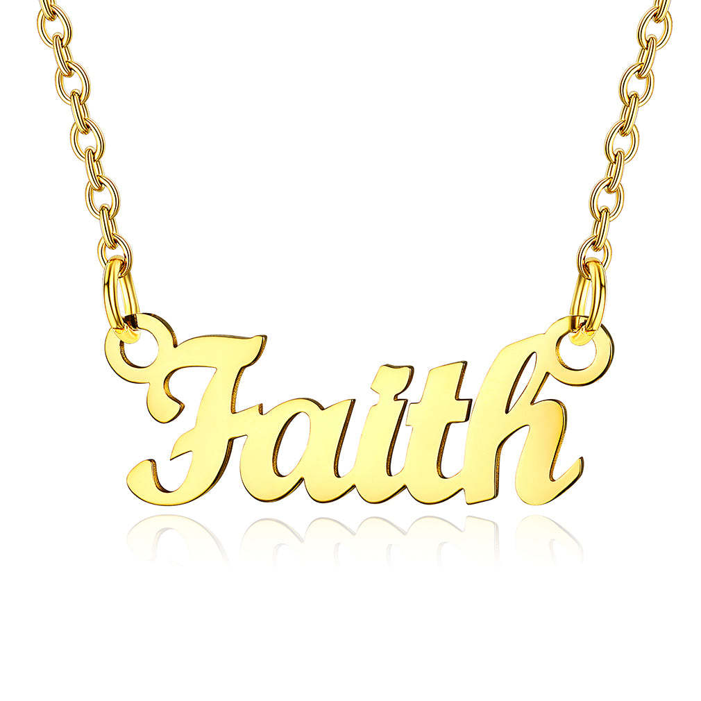 Collier Personnalisé avec Nom en Acier Inoxydable Faith Or