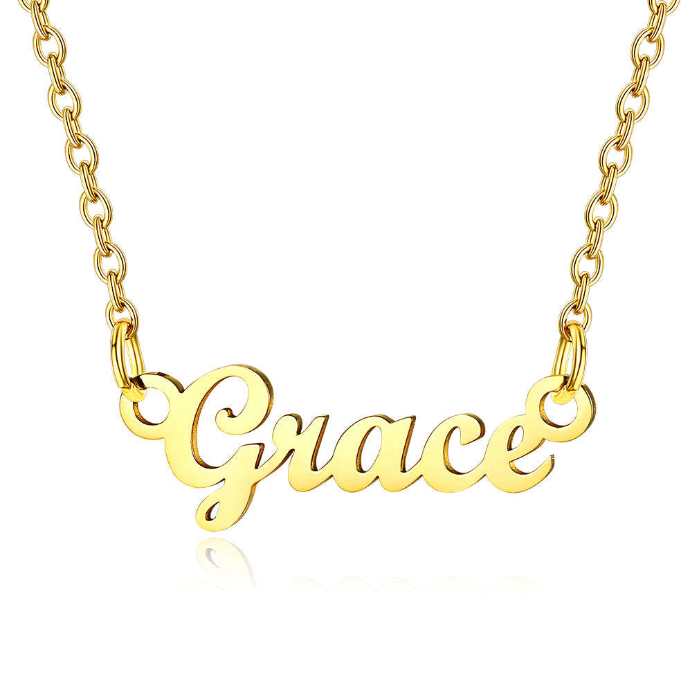 Collier Personnalisé avec Nom en Acier Inoxydable Grace Or