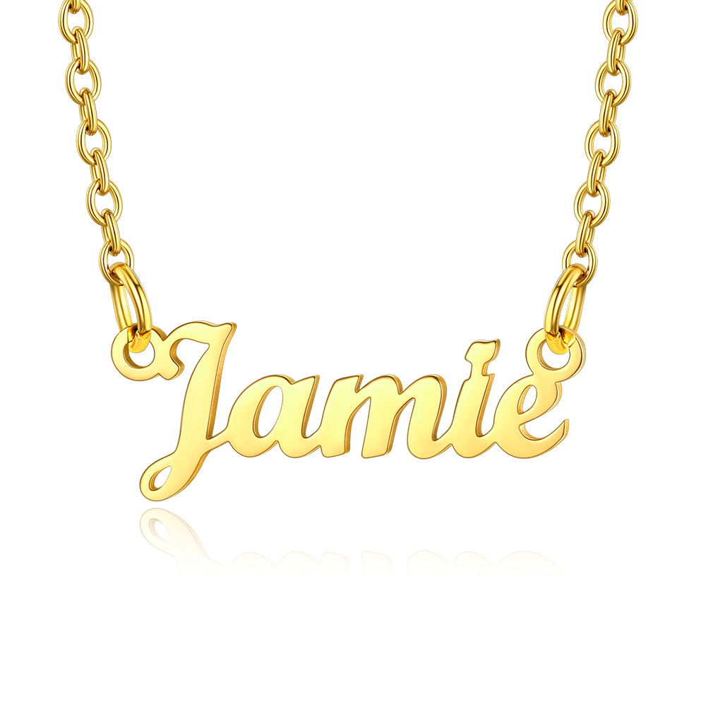Collier Personnalisé avec Nom en Acier Inoxydable Jamie Or