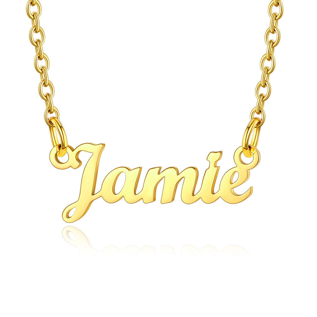 Collier Personnalisé avec Nom en Acier Inoxydable Jamie Or