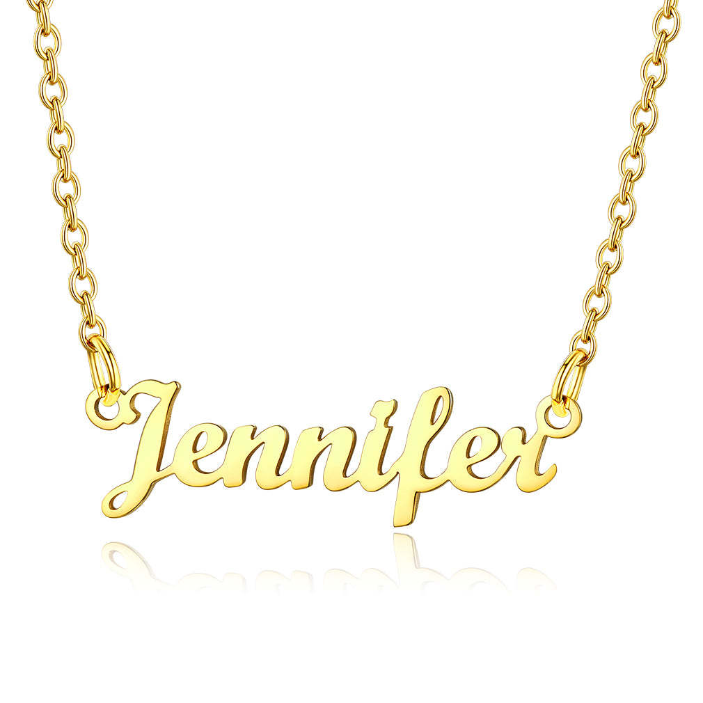 Collier Personnalisé avec Nom en Acier Inoxydable Jenni Or