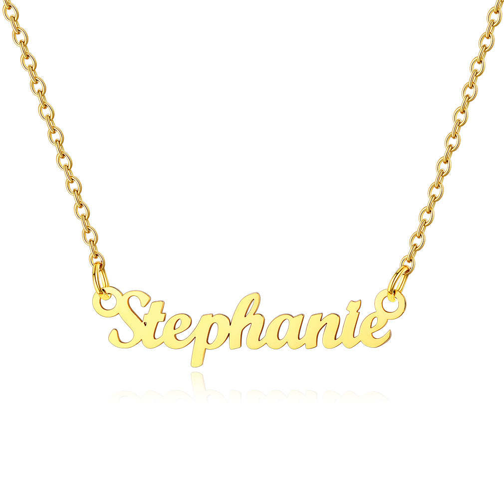 Collier Personnalisé avec Nom en Acier Inoxydable Stephanie Or