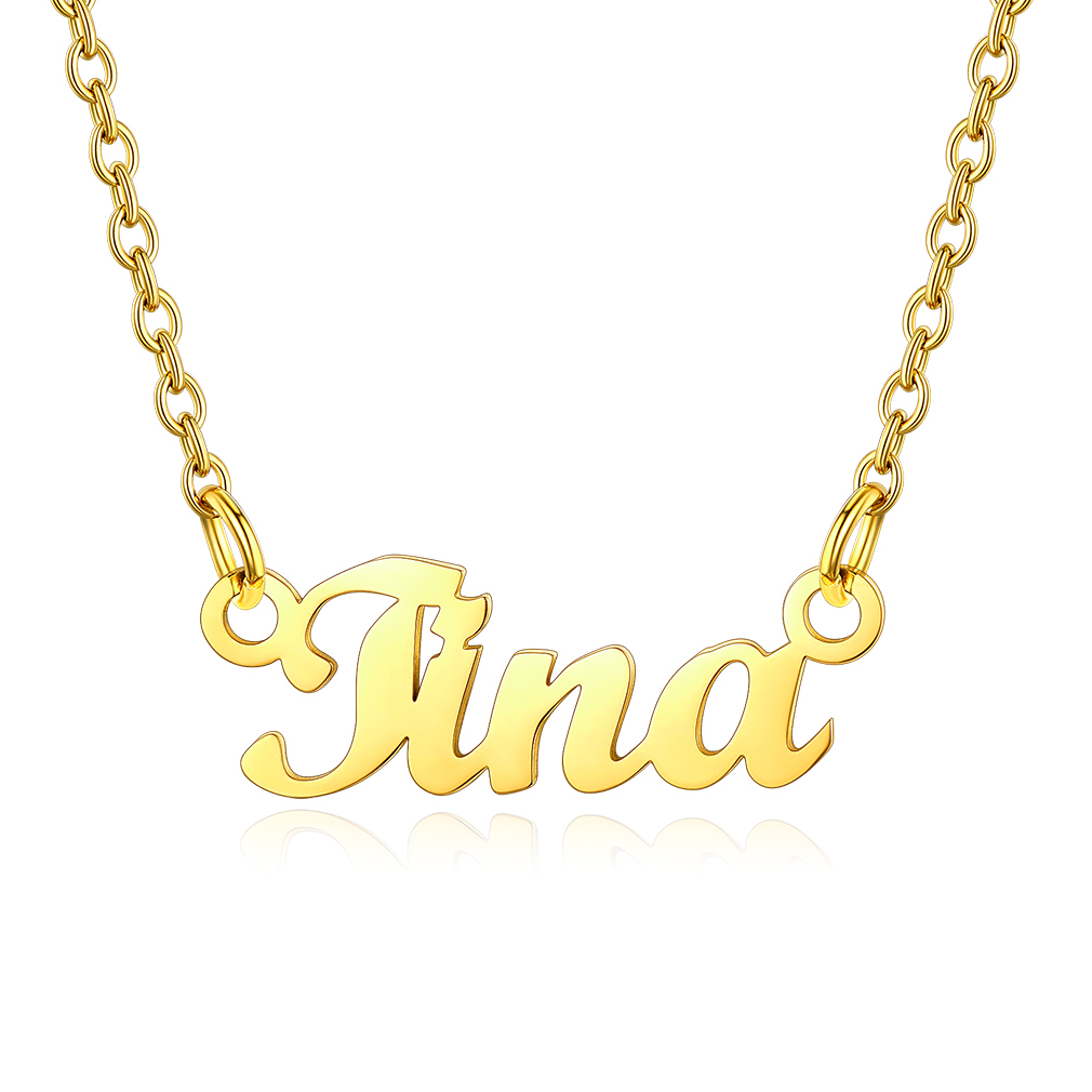 Collier Personnalisé avec Nom en Acier Inoxydable Tina Or