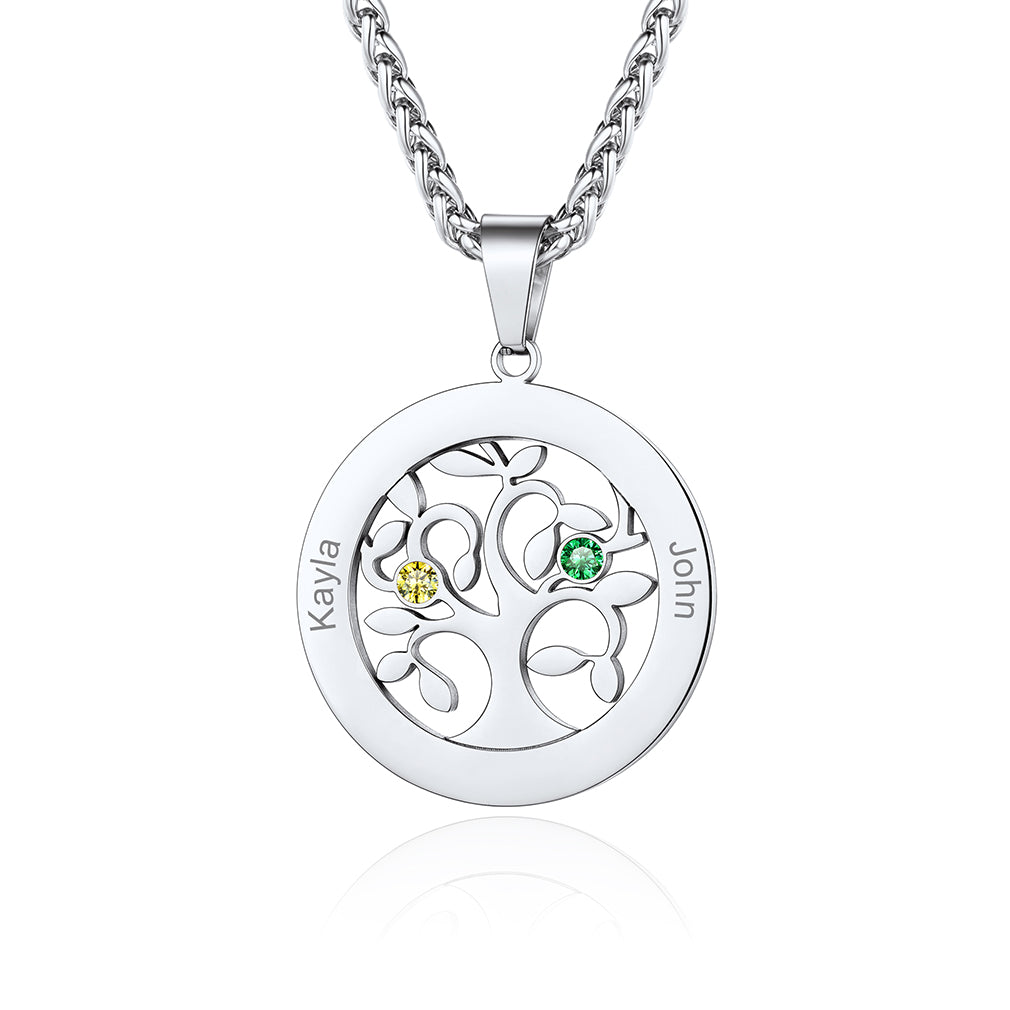 Collier Arbre de Vie avec Pierres de Naissance Personnalisé
