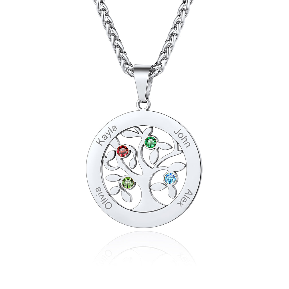 Collier Arbre de Vie avec Pierres de Naissance Personnalisé
