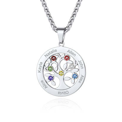 Collier Arbre de Vie avec Pierres de Naissance Personnalisé