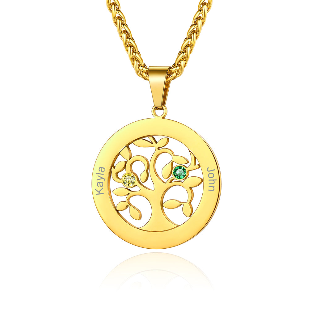 Collier Arbre de Vie avec Pierres de Naissance Personnalisé