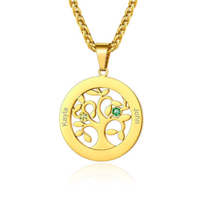 Collier Arbre de Vie avec Pierres de Naissance Personnalisé