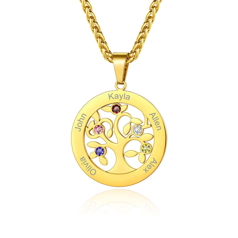 Collier Arbre de Vie avec Pierres de Naissance Personnalisé