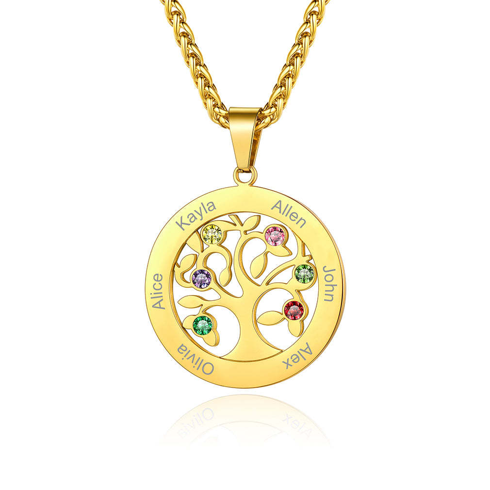 Collier Arbre de Vie avec Pierres de Naissance Personnalisé