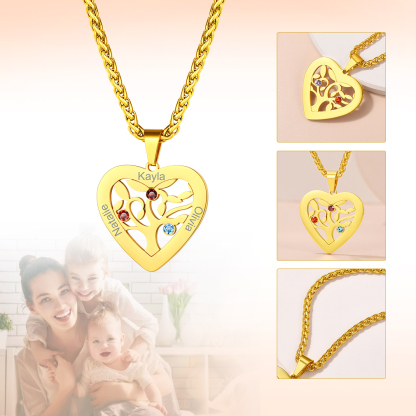 Collier Arbre de Vie avec Pierres de Naissance pour Maman