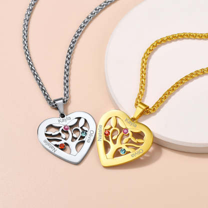 Collier Arbre de Vie avec 2 à 7 Pierres de Naissance pour Femme