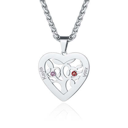 Collier Arbre de Vie avec 2 à 7 Pierres de Naissance silver