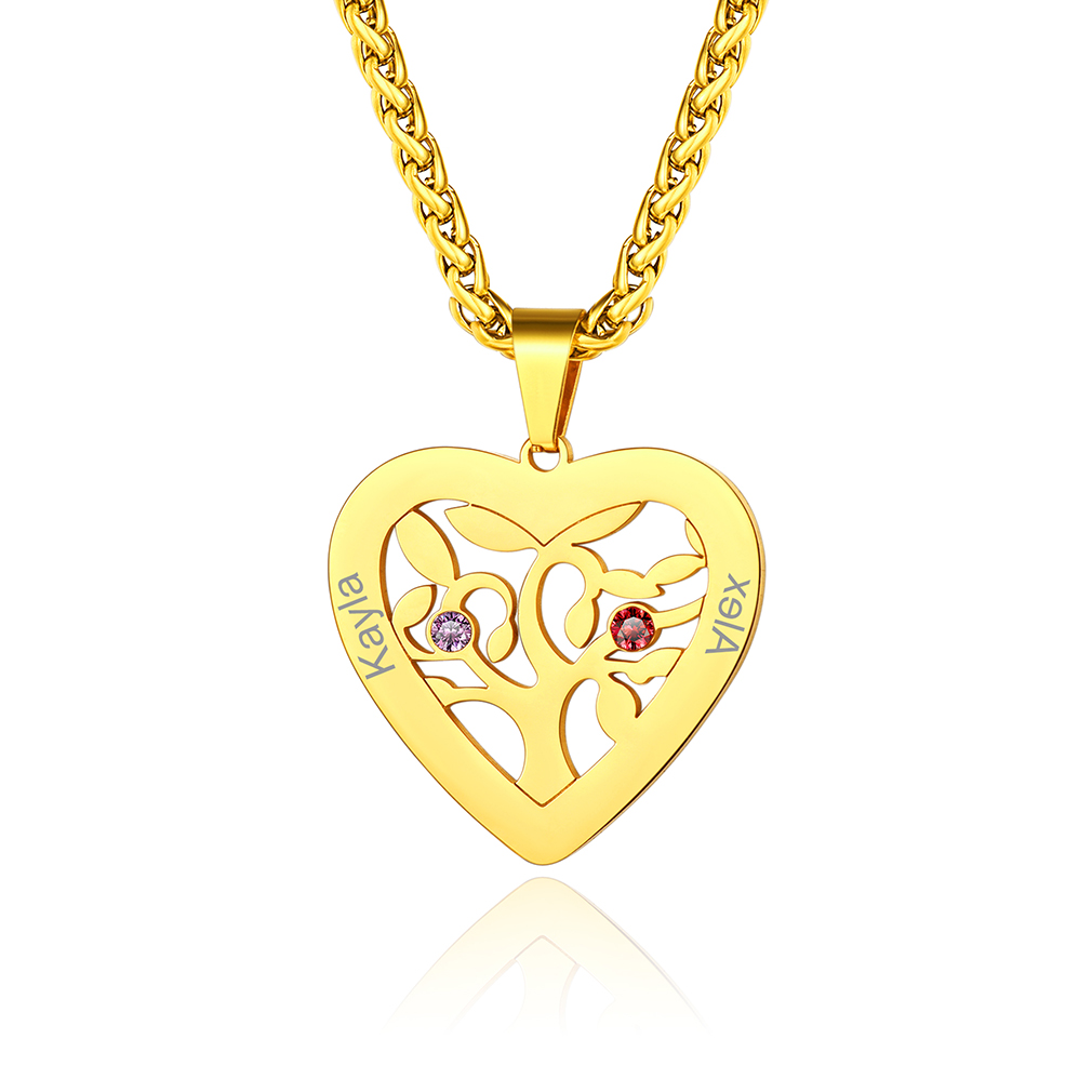 Collier Arbre de Vie avec 2 à 7 Pierres de Naissance Or