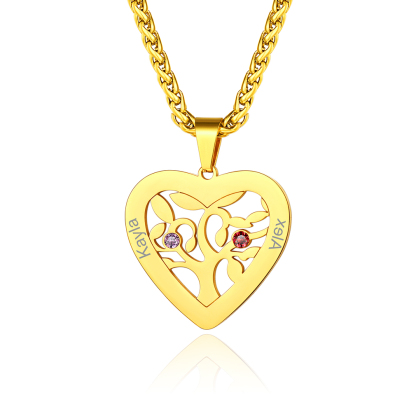 Collier Arbre de Vie avec 2 à 7 Pierres de Naissance Or