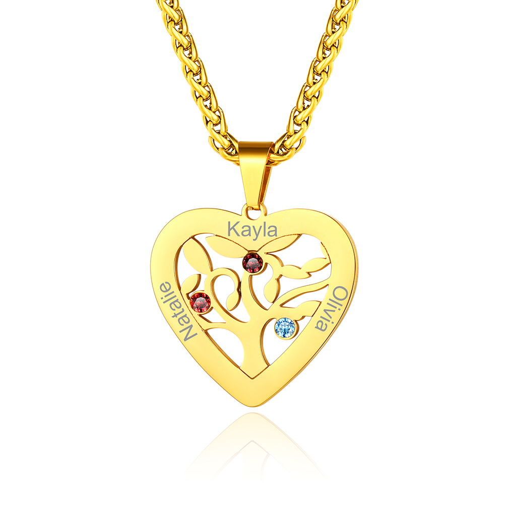 Collier Arbre de Vie avec 2 à 7 Pierres de Naissance