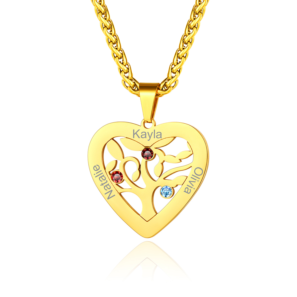 Collier Arbre de Vie avec 2 à 7 Pierres de Naissance