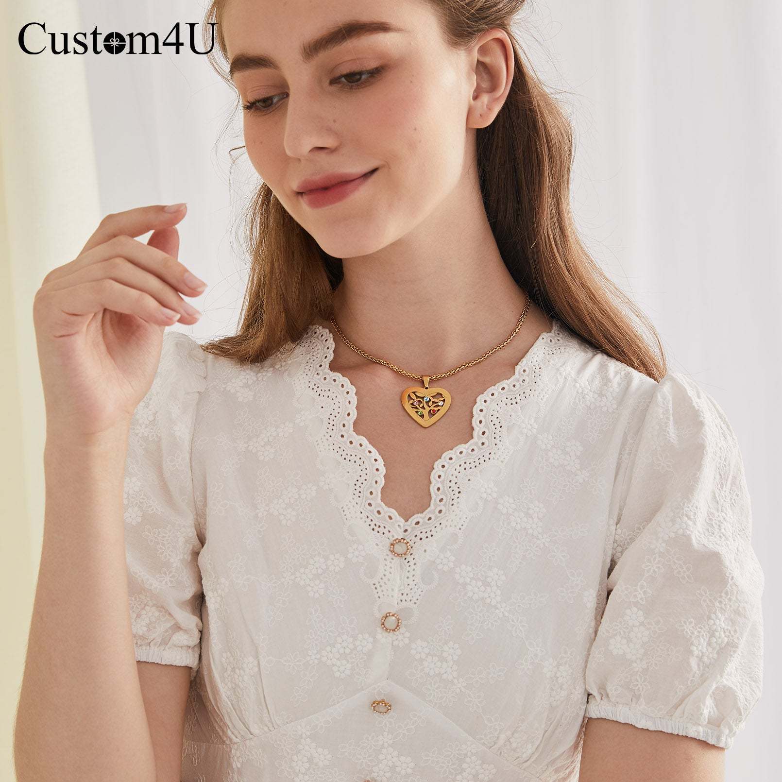 Collier Famille Arbre de Vie avec 2 à 7 Pierres de Naissance