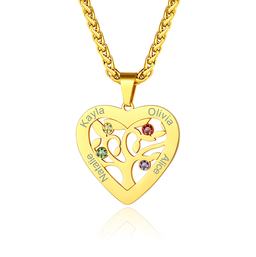 Collier Arbre de Vie avec 2 à 7 Pierres de Naissance