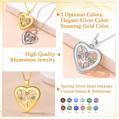 Collier Arbre de Vie en Argent 925 avec Pierres de Naissance Détail