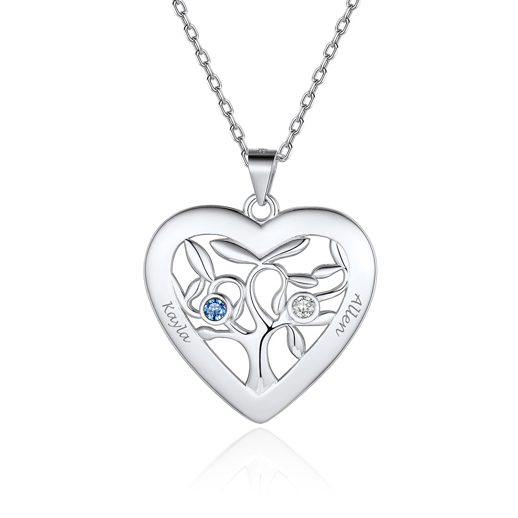 Collier Arbre de Vie en Argent 925 avec Pierres de Naissance