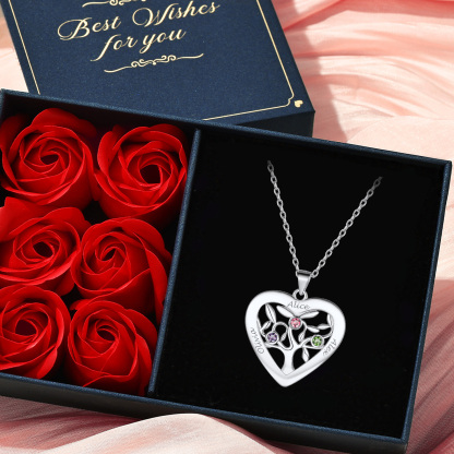 Collier Arbre de Vie en Argent 925 avec Pierres de Naissance Cadeau