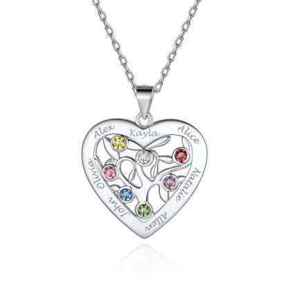 Collier Arbre de Vie en Argent 925 avec 7 Pierres de Naissance