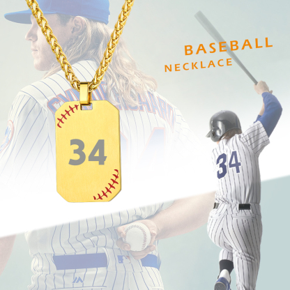 Colliere de Baseball Gravé avec Plaque Octogonale Personnalisée 