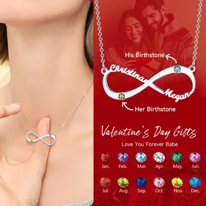 Collier Infini avec Pierre de Naissance et Prénoms pour Femme