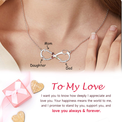 Collier Infini Personnalisé avec Pierres de Naissance pour Femme