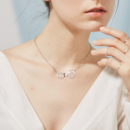 Collier Infini Personnalisé avec 3 Noms et Pierres de Naissance 
