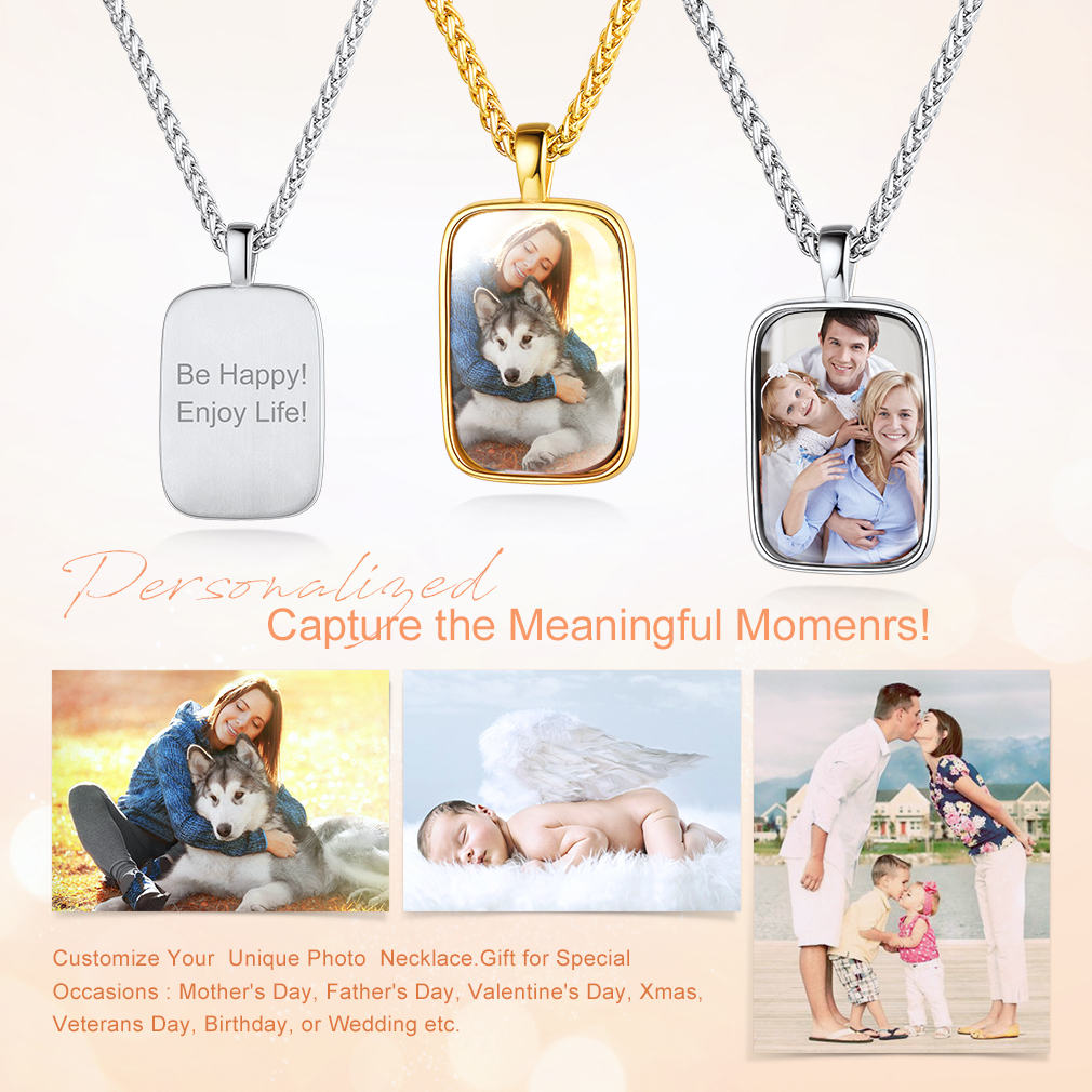  Collier Personnalisé avec Photo et Gravure en Acier Inoxydable Cadeau