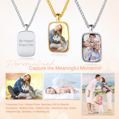  Collier Personnalisé avec Photo et Gravure en Acier Inoxydable Cadeau