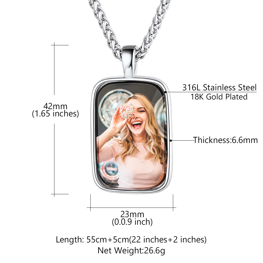  Collier Personnalisé avec Photo et Gravure en Acier Inoxydable Taille