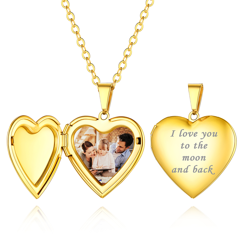 Collier Pendentif Cœur Personnalisé avec Photos pour Femme Or