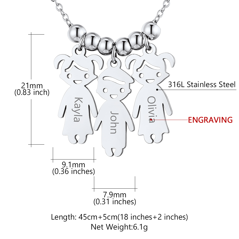 Collier Personnalisé en Acier Inoxydable pour Enfants et Mamans Taille