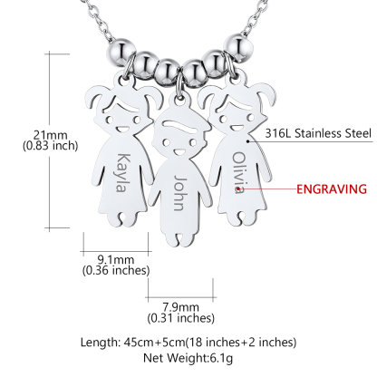 Collier Personnalisé en Acier Inoxydable pour Enfants et Mamans Taille