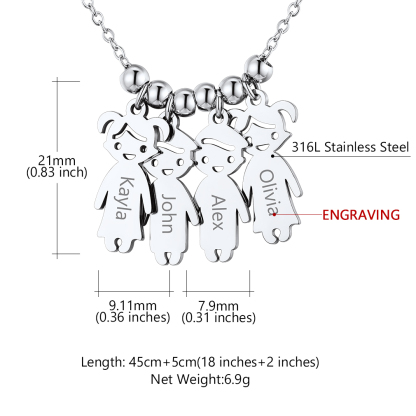 Collier Personnalisé en Acier Inoxydable pour Enfants et Mamans Taille 4 enfants