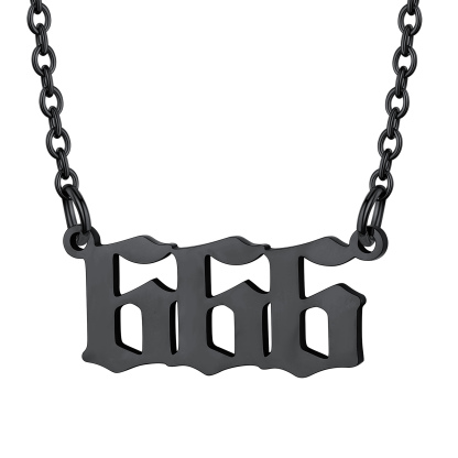 Collier Personnalisé Numéro Angélique Noir Numéro 666