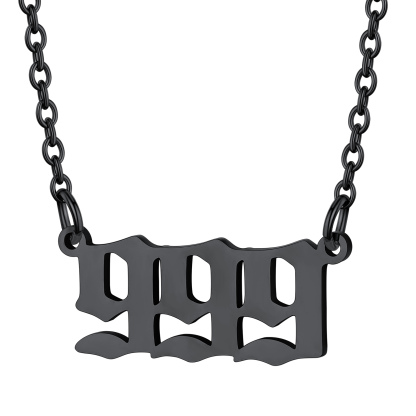 Collier Personnalisé Numéro Angélique Noir Numéro 999