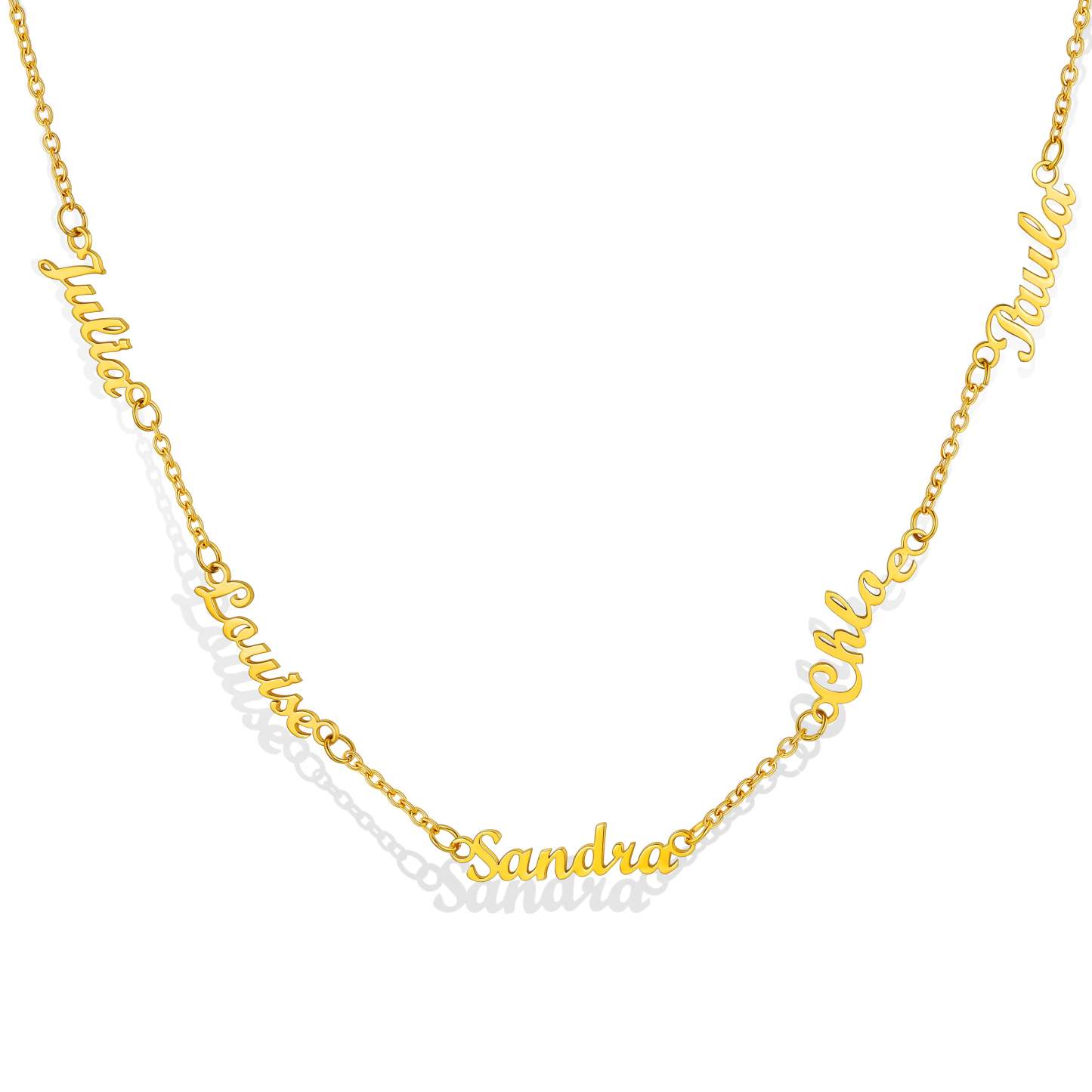 Collier Ras-du-Cou Personnalisé avec 5 Prénoms Or