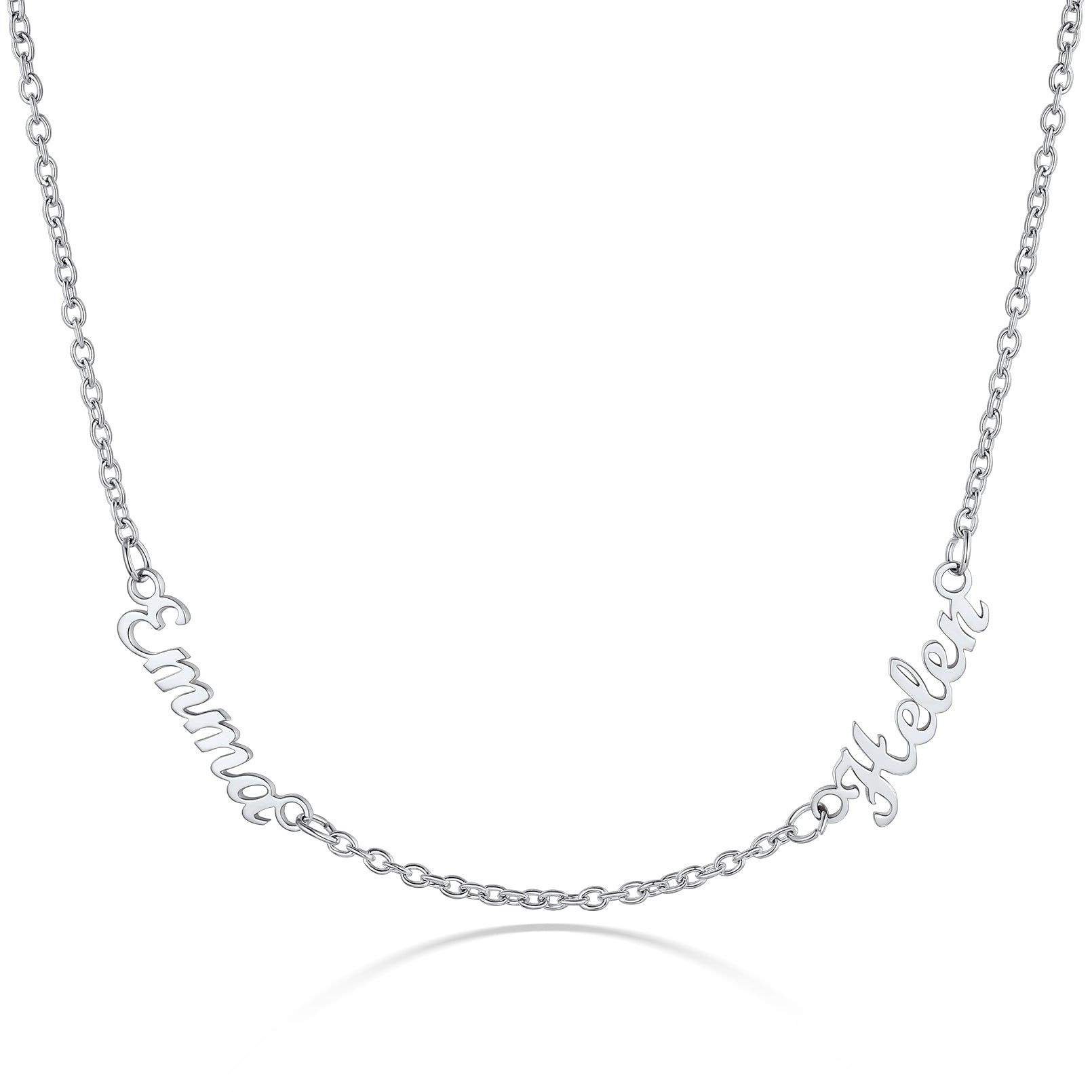 Collier Ras-du-Cou Personnalisé avec 2 Prénoms Argenté