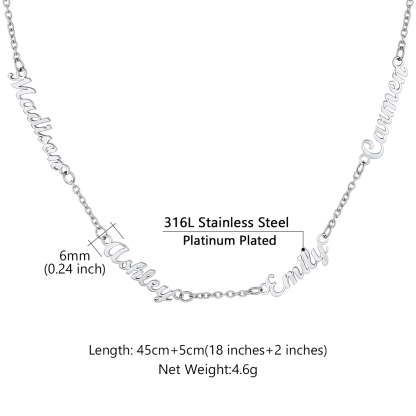 Collier Ras-du-Cou Personnalisé avec 4 Prénoms Taille