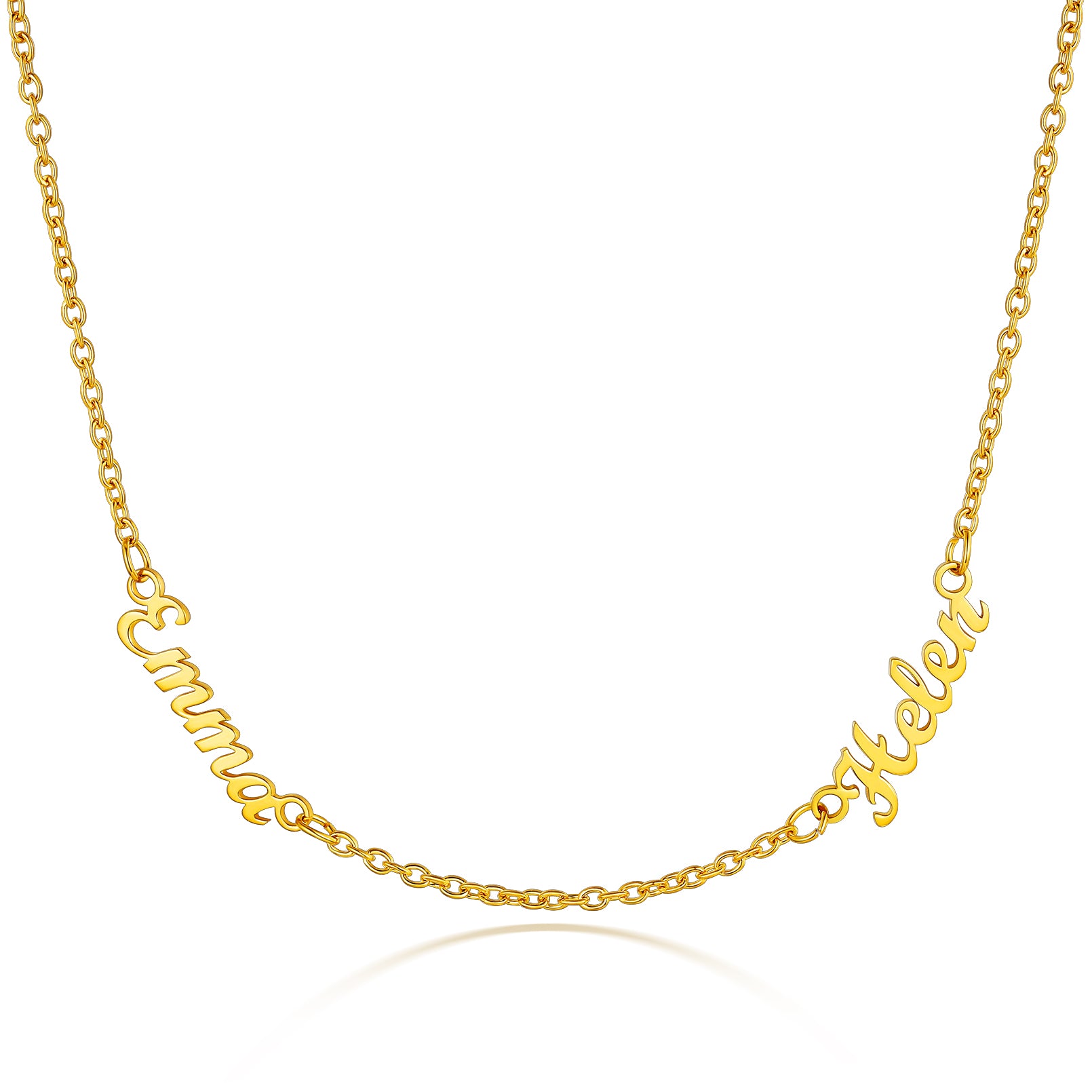 Collier Ras-du-Cou Personnalisé avec 2 Prénoms Or