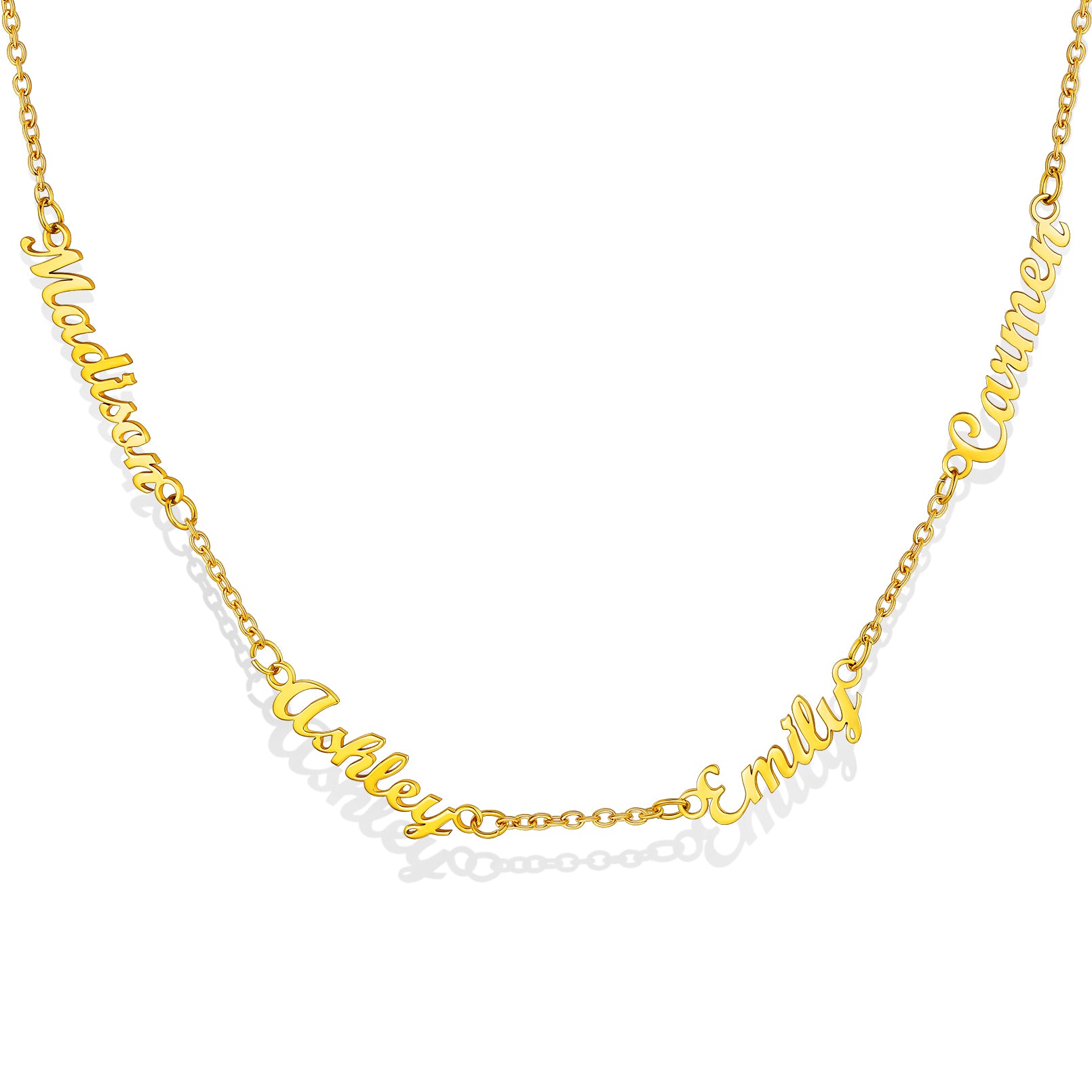 Collier Ras-du-Cou Personnalisé avec 4 Prénoms Or