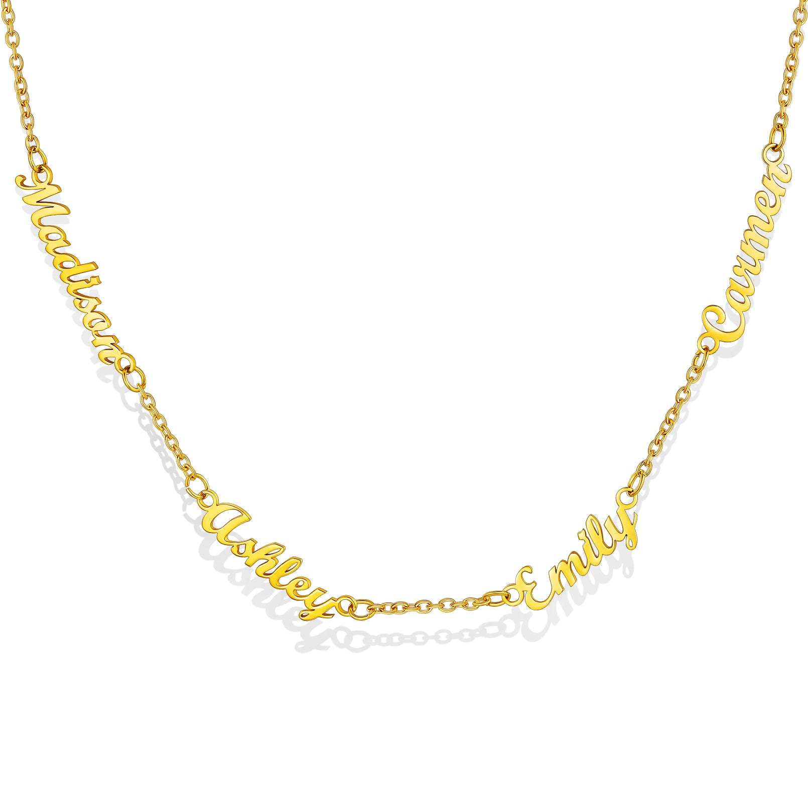Collier Ras-du-Cou Personnalisé avec 4 Prénoms Or