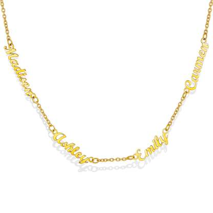 Collier Ras-du-Cou Personnalisé avec 4 Prénoms Or