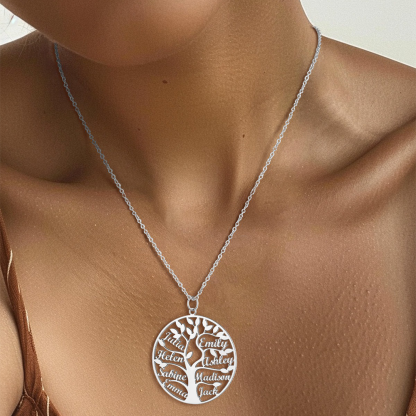 Collier Arbre de Vie Personnalisé avec Noms - Cadeau Unique pour Maman