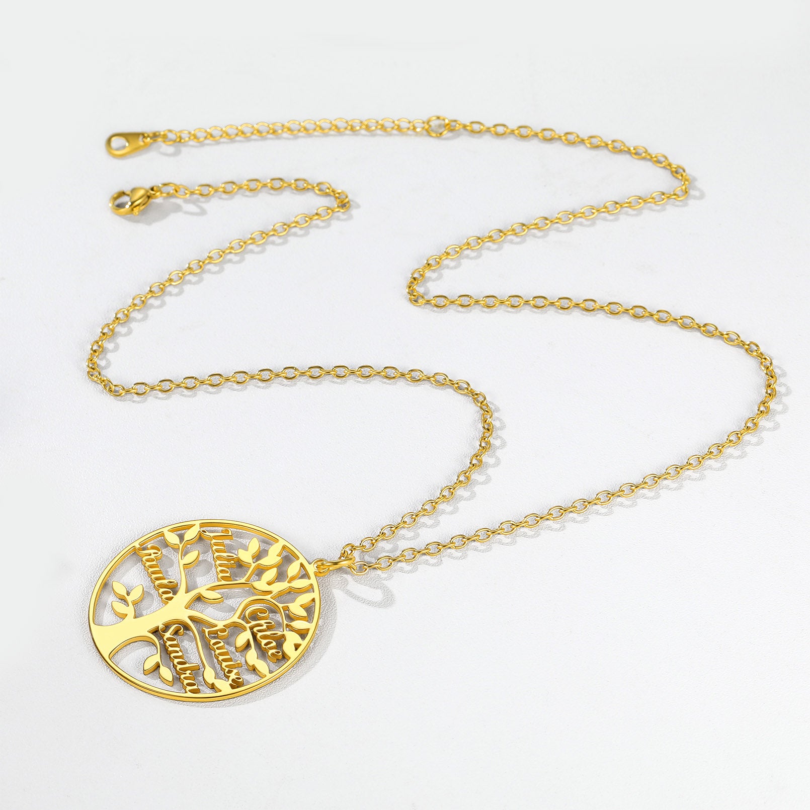 Collier Personnalisé Rond Arbre de Vie avec Noms Scène